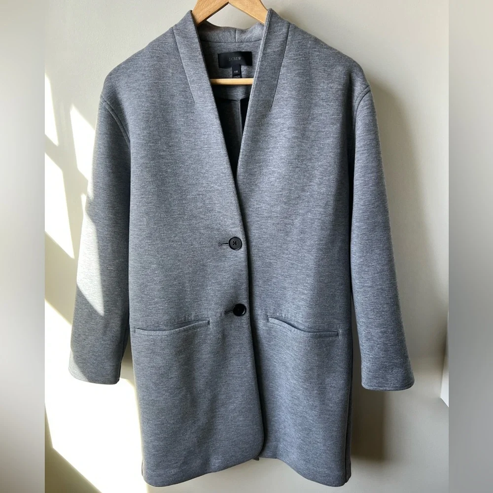 J CREW Drapey Heather Gray Jacket‎ Cardigan Comfy Cozy Stretch Oversized XXS